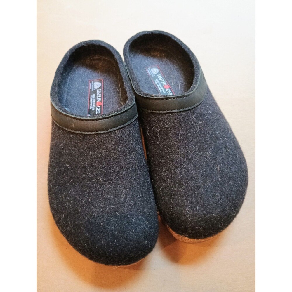 Haflinger Men’s GRIZZLY Charcoal Gray Wool Clogs Slippers Size 43 US Sz 10